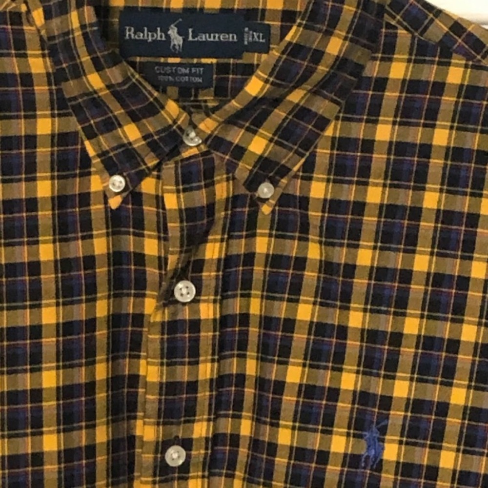 Ralph Lauren Mens XL yellow plaid button down L/S